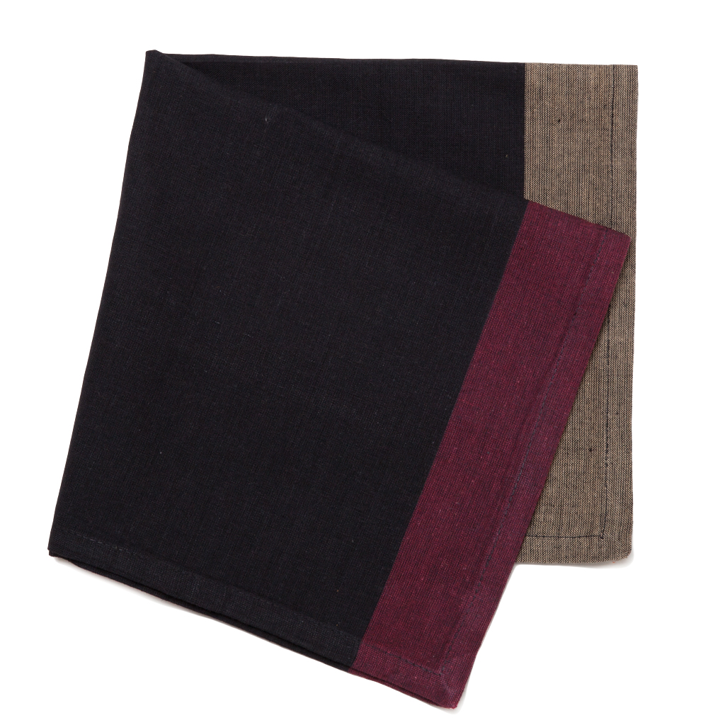 Borders Napkin - Black/Maroon-Biscuit (Set of 2)
